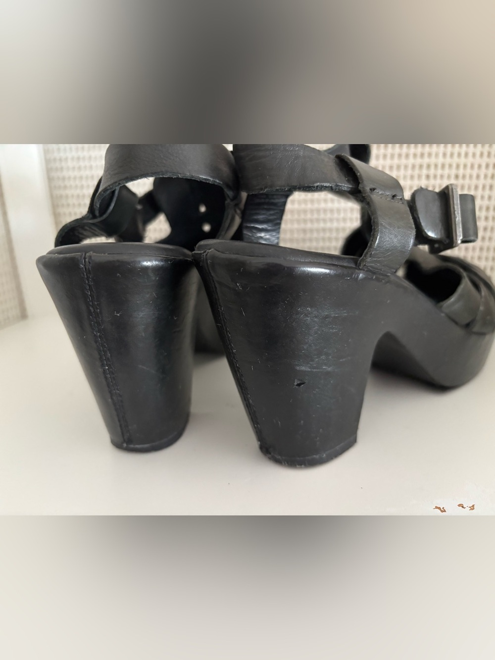 Kork-Ease “Blythe” Black Leather Ankle Strap Wrapped Platform & Heel Clog - Sz 9 - Picture 12 of 12